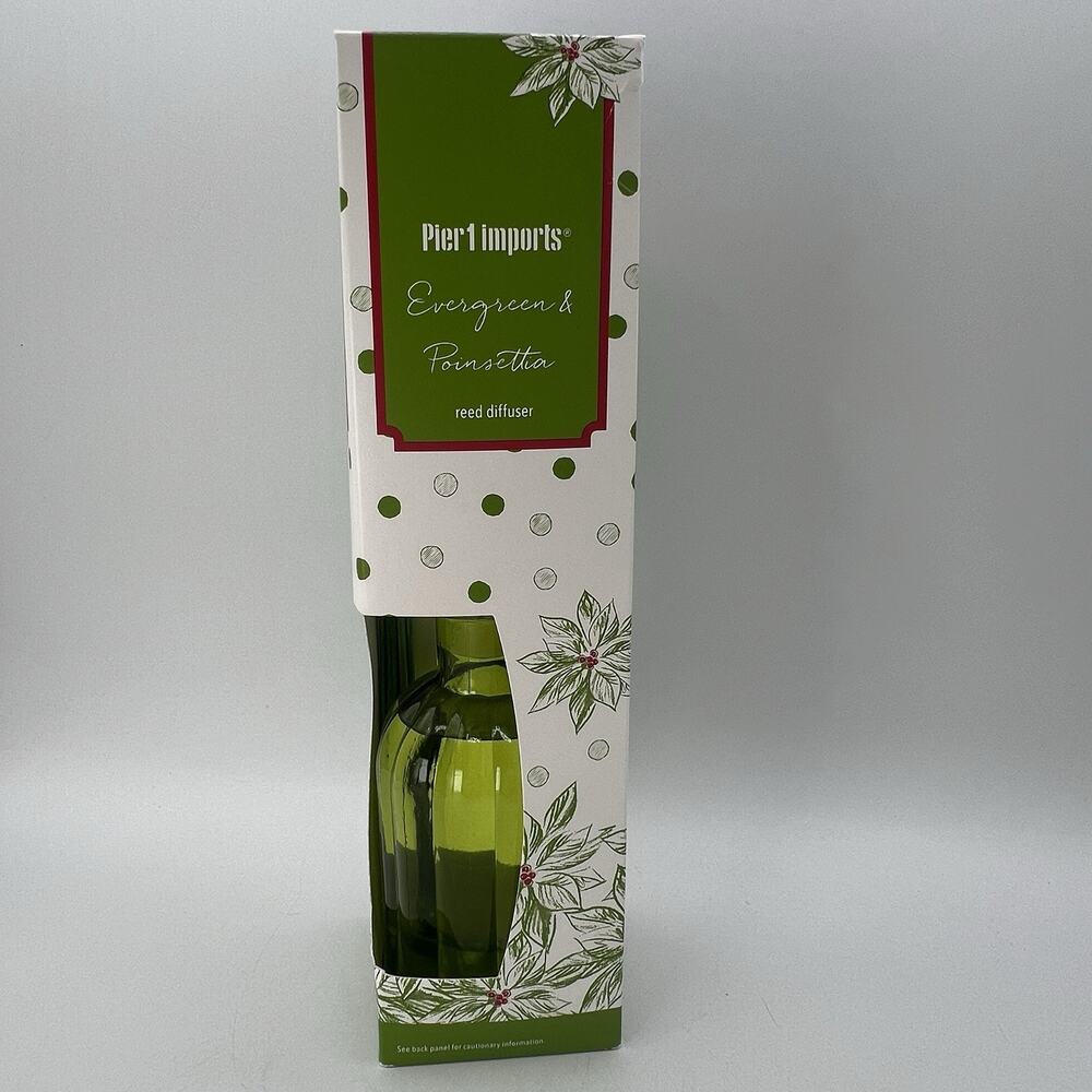 Pier 1 Imports POINSETTIA 10 oz Reed Diffuser Fragrance Set Holiday Christmas